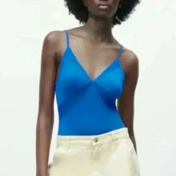 ZARA BLUE STRETCHY BODY SUIT SIZE SMALL - Picture 2 of 8